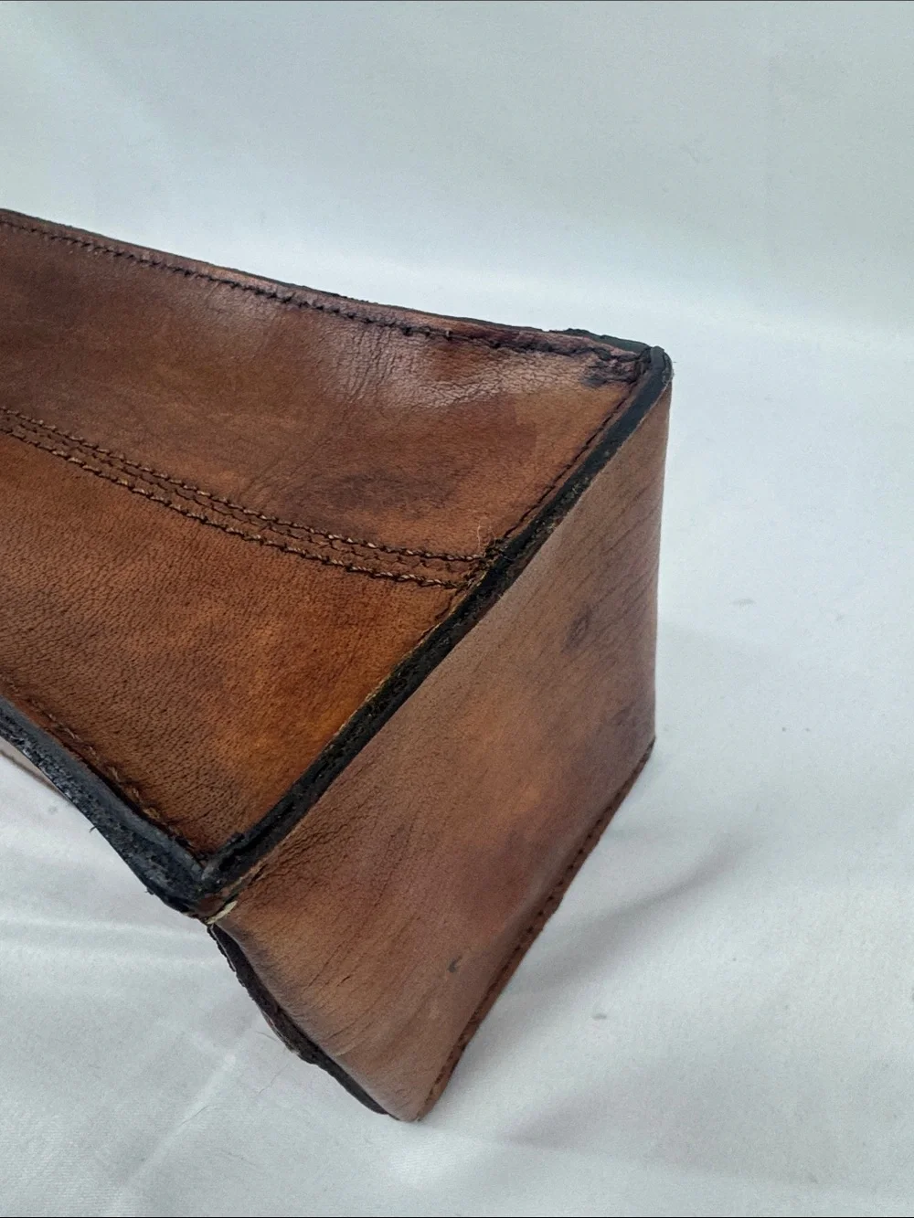Cognac Brown Handcrafted Leather Wine Carrier Bag, Snap Handle Strap, Gift Tote